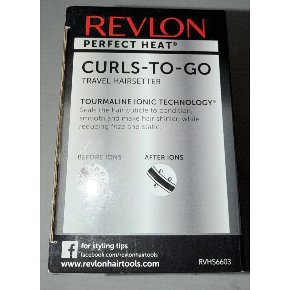 REVLON Perfect Heat CURLS-TO-GO Electric Travel Hairsetter Pink Pouch Clips